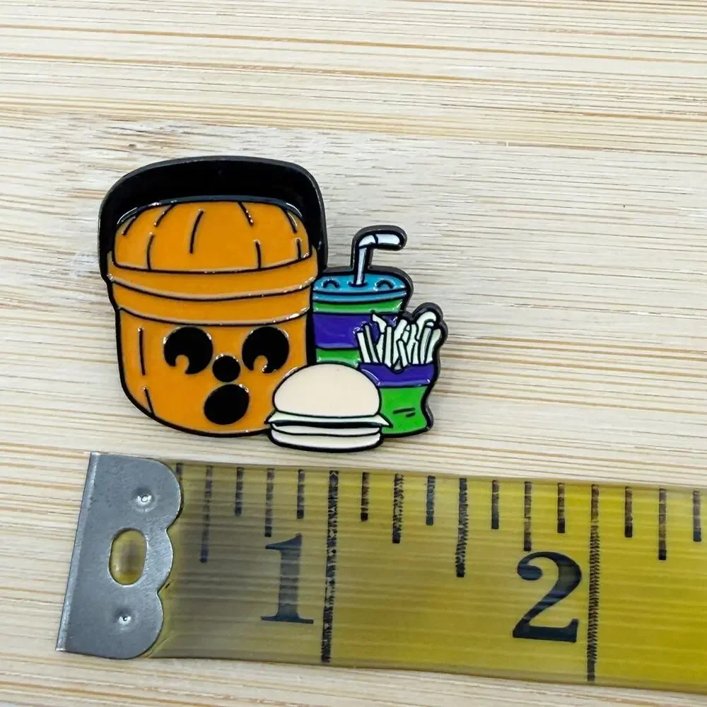 Cute Pumpkin Drink Enamel Pin Burger Fries Fast Food Fall Halloween Soft Enamel